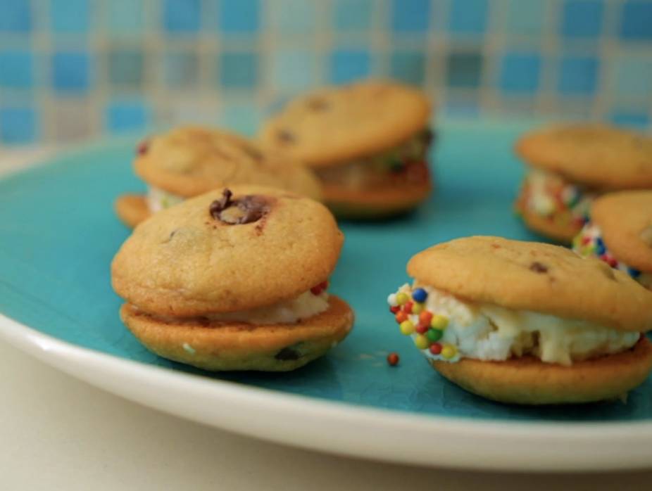 Mini ChocolateChip Cookie Ice Cream Sandwiches