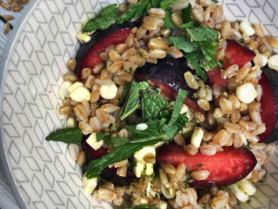 Farro, Corn, and Plum Salad