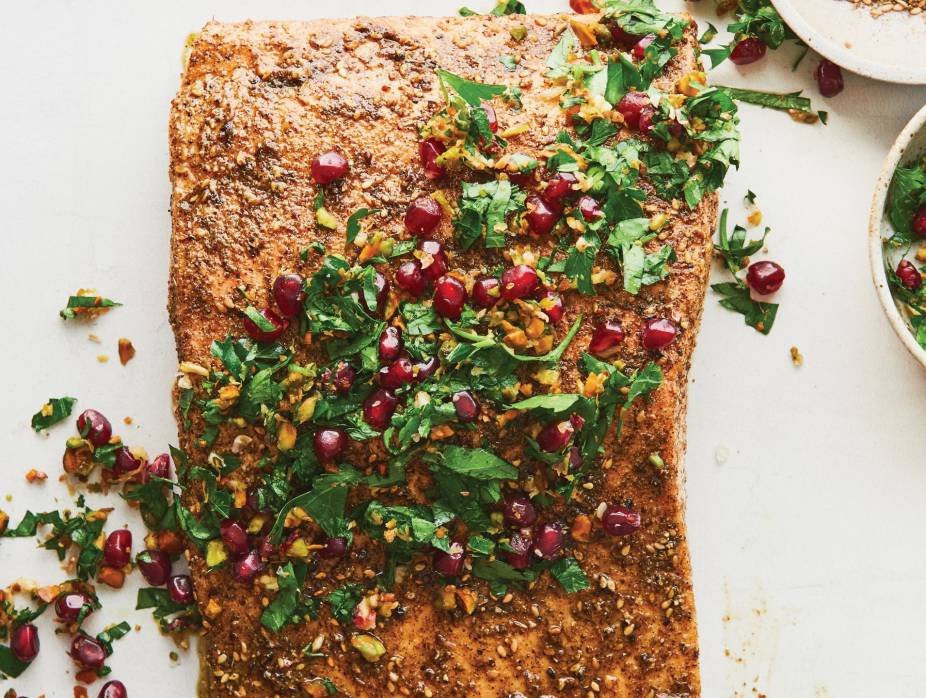 Za’atar Salmon with Pomegranate Gremolata