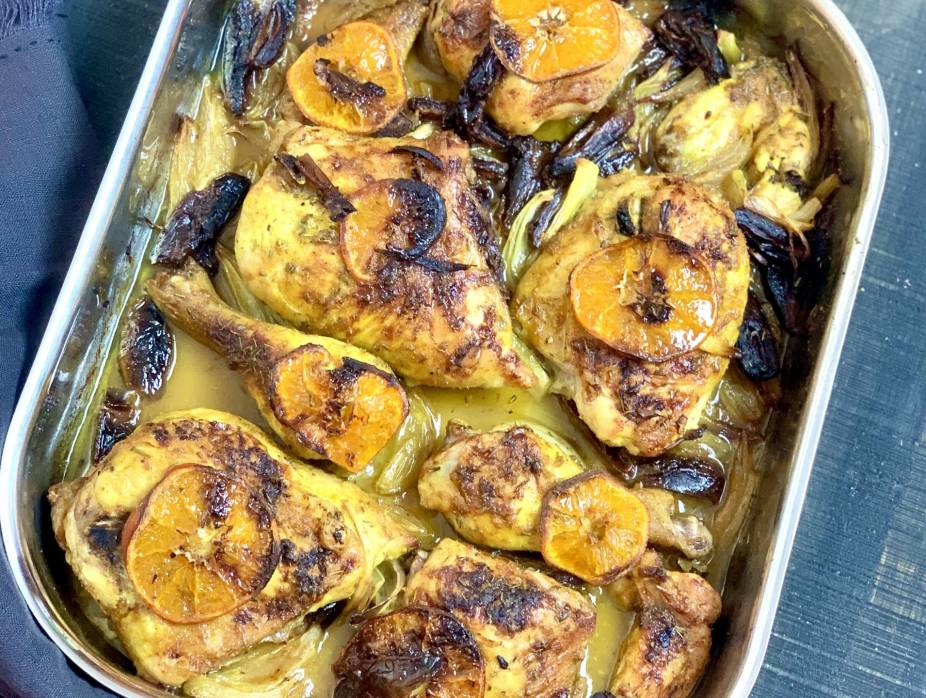 Chicken with Dates, Shallots, and Orange