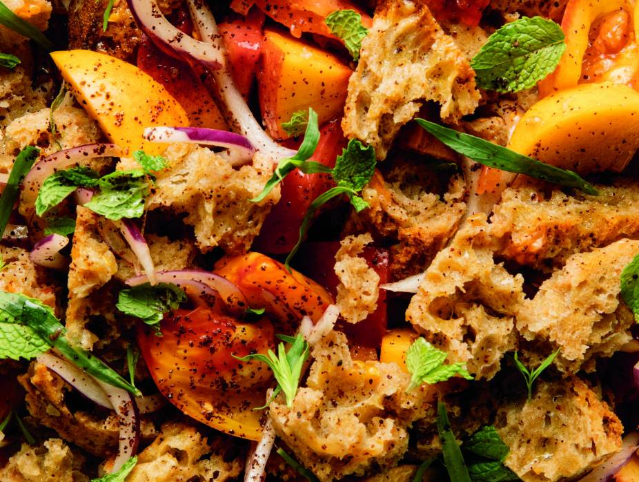 Tomato and Peach Panzanella