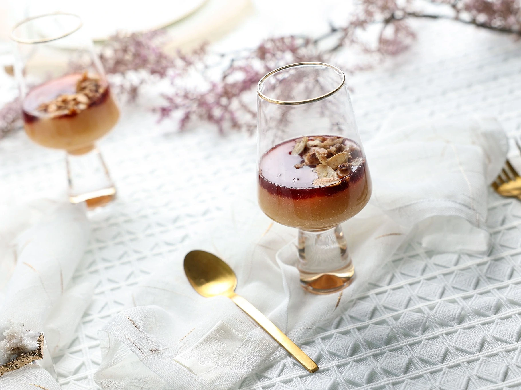 Apple Puree with Nut Crunch and Wine Reduction