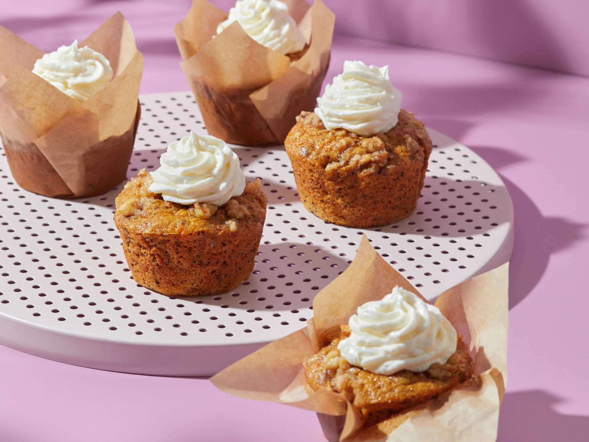 Nutty Carrot Muffins with Coconut Cream Cheese Frosting