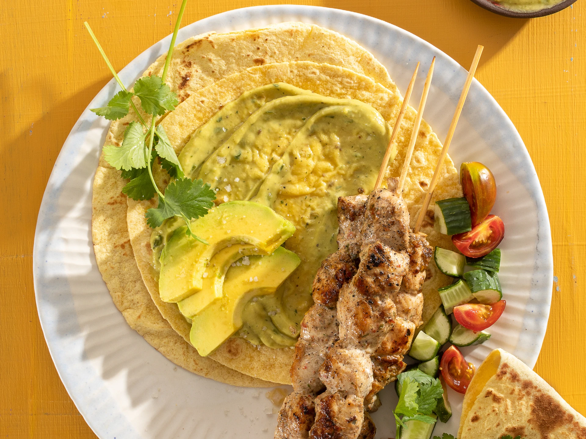Jamaican Jerk Chicken Skewers with Avocado Crema