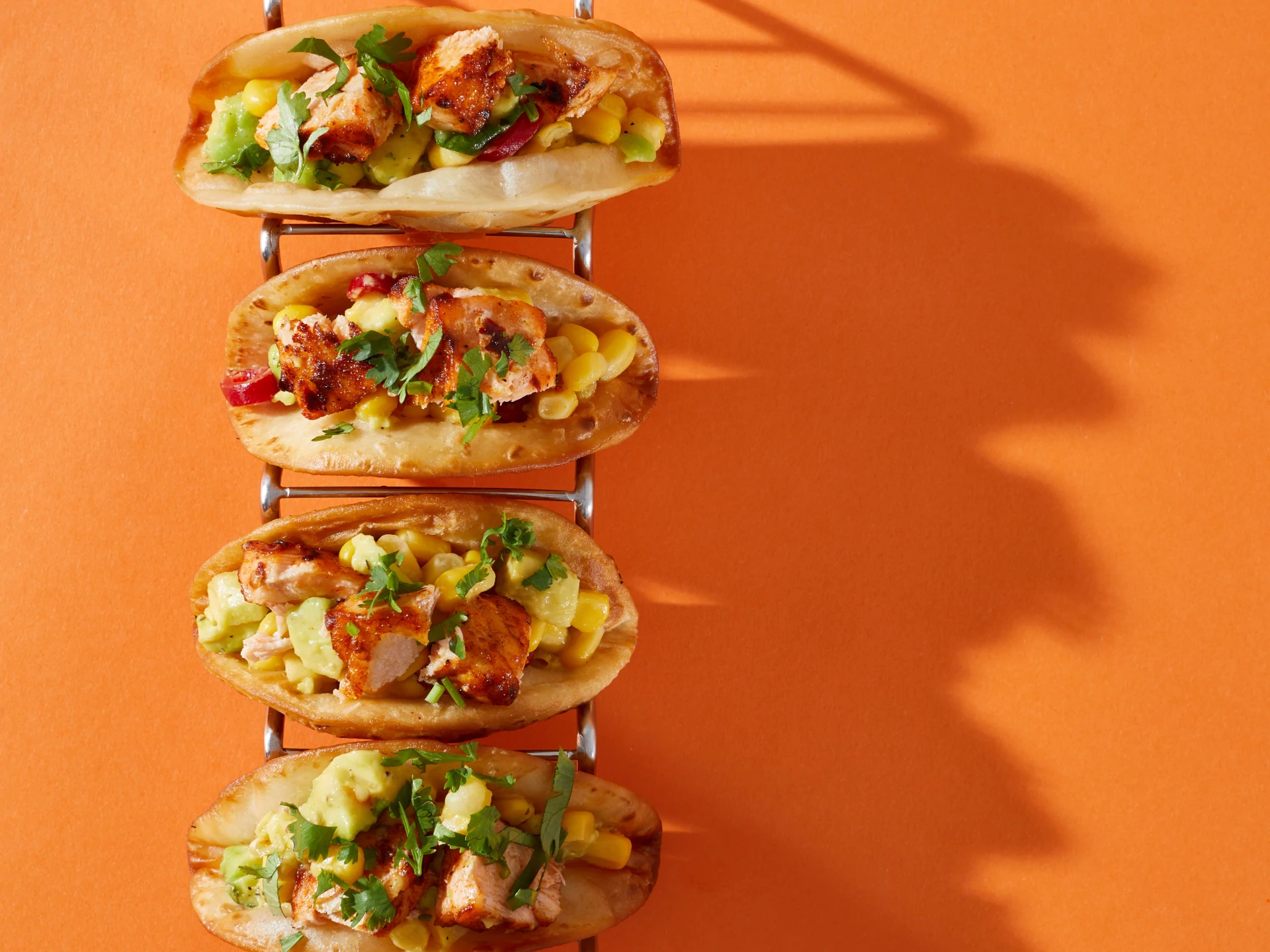 Spicy Sesame Salmon Tacos with Corn Salsa