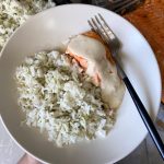Lemon Cream Sauce Salmon with Herbed Rice