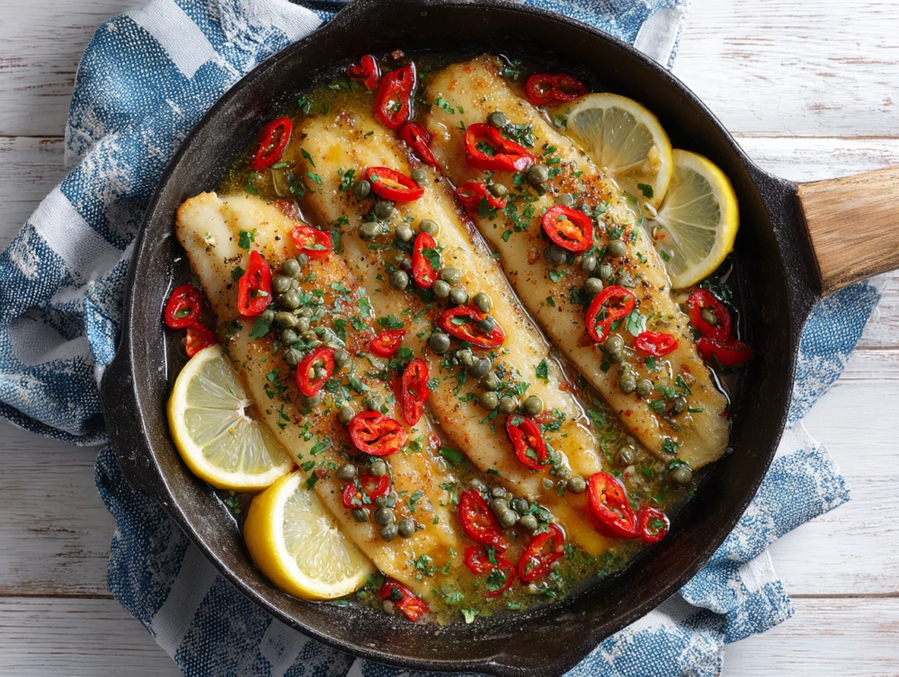 Sole in Lime Caper Chili Sauce