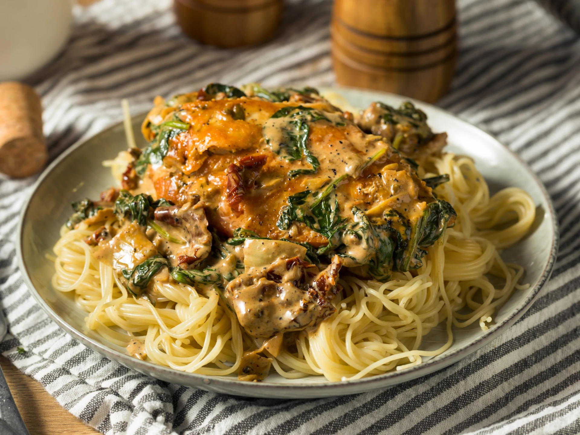 Herbed Chicken Nuggets with Spaghetti