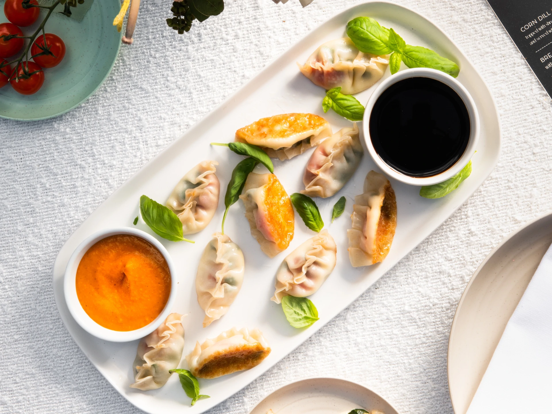 Cheesy Tomato and Spinach Pot-Stickers