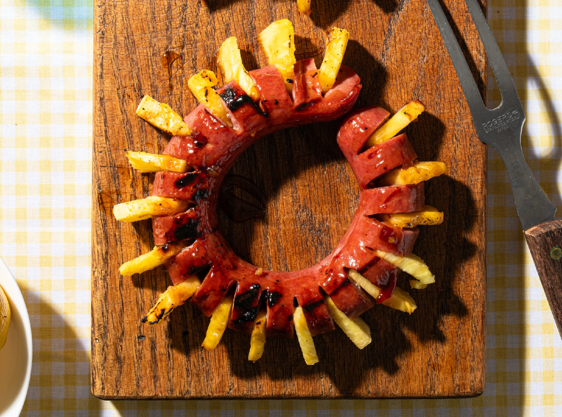 Pineapple Kielbasa Hasselback Rings