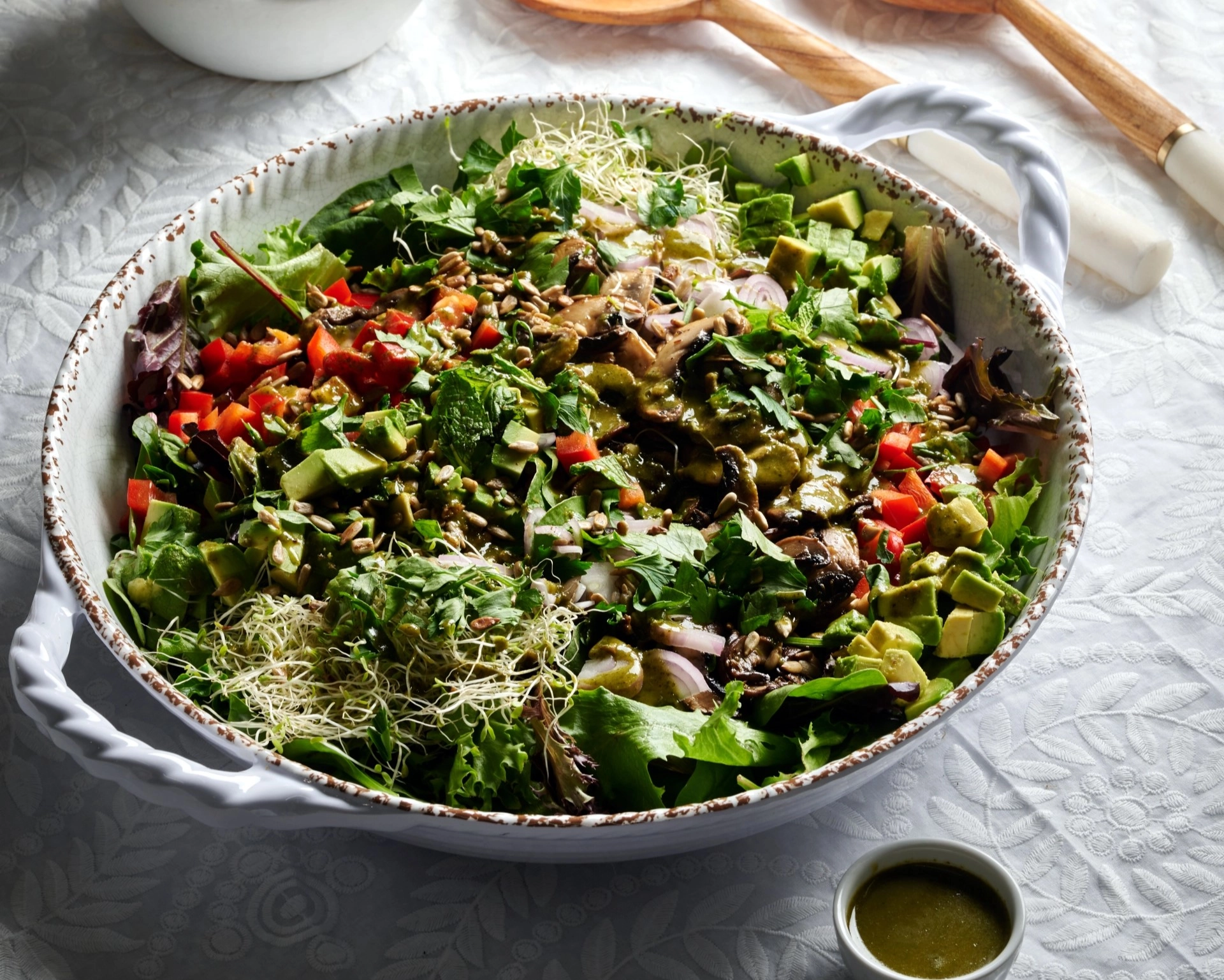 Toasted Mushroom Salad with Minty Dressing