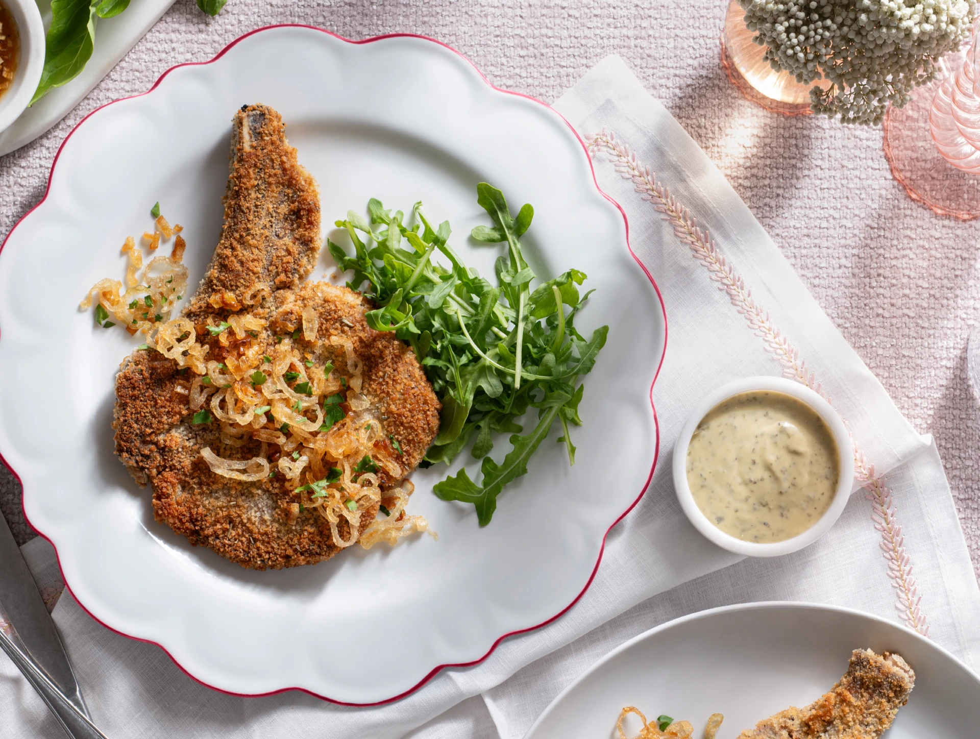 Dijon Rib Steaks with Crispy Shallots