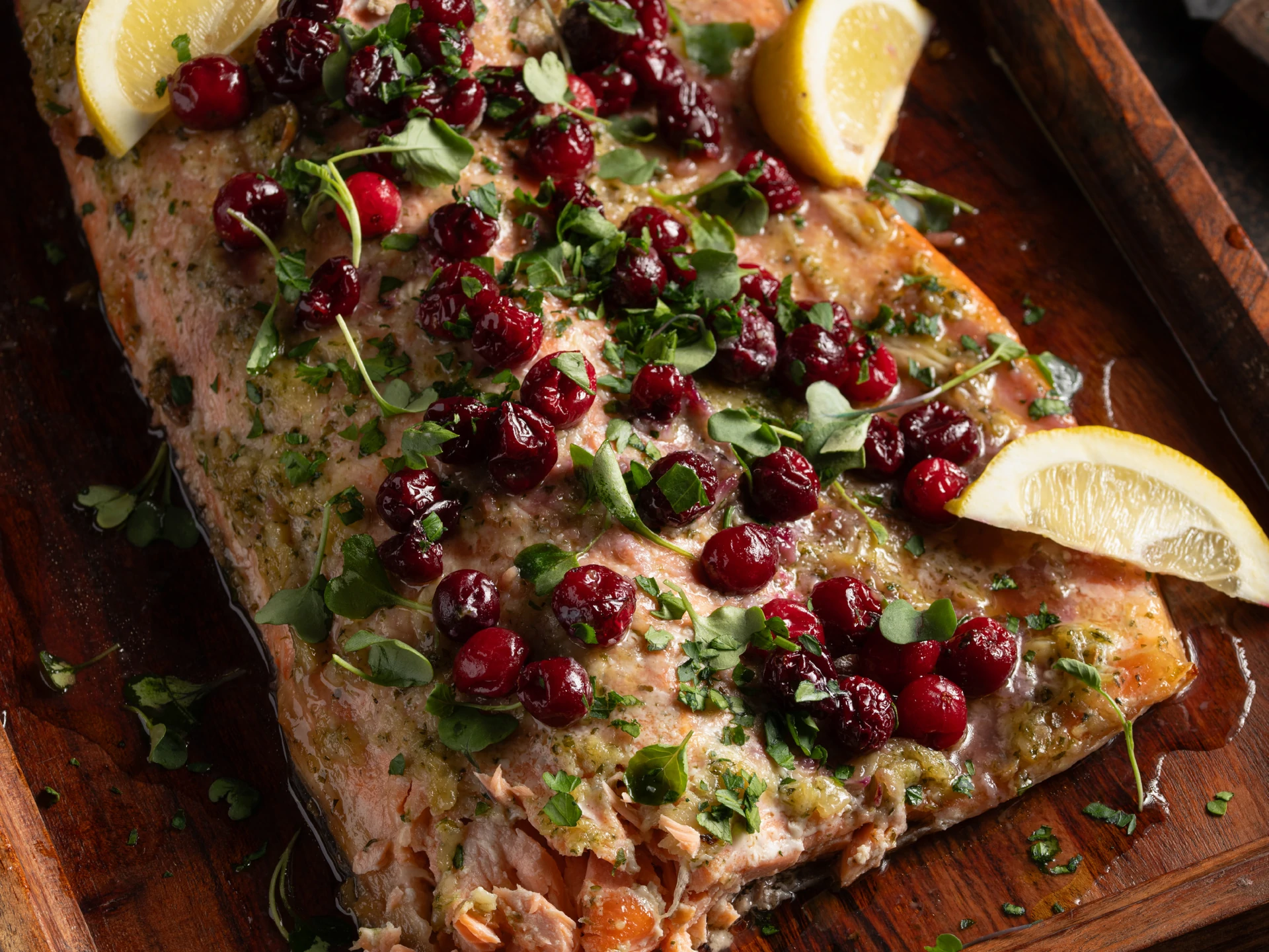 Garlic-Cranberry Burst Salmon