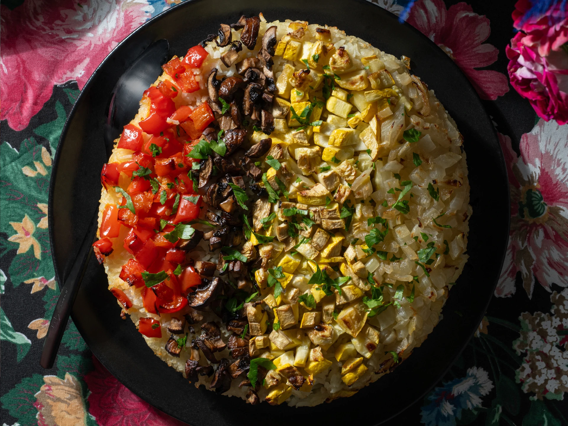 Flipped Rice and Vegetable Dish