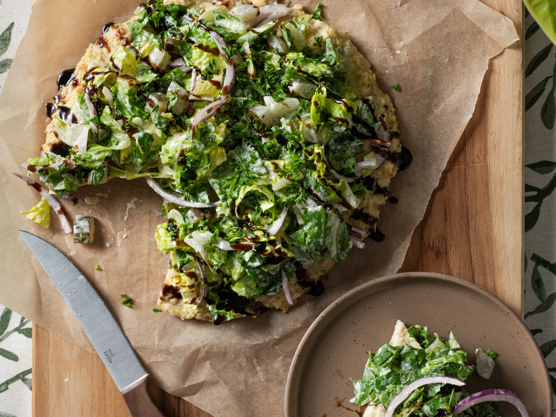 Chicken Crust Salad Pizza