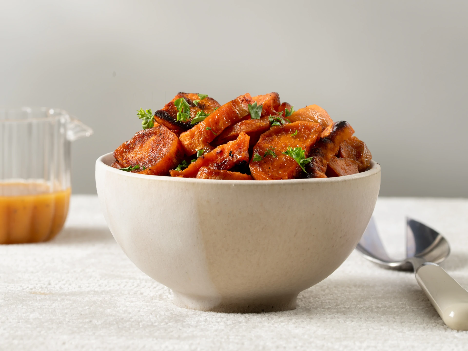Maple-Mustard Sauce with Roasted Sweet Potatoes