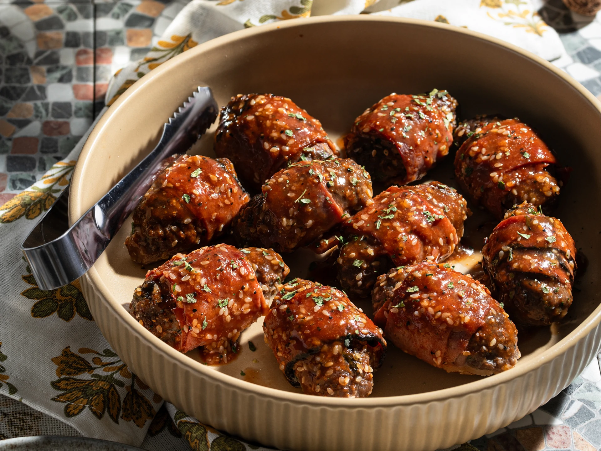 Sesame Meat Roll-Ups
