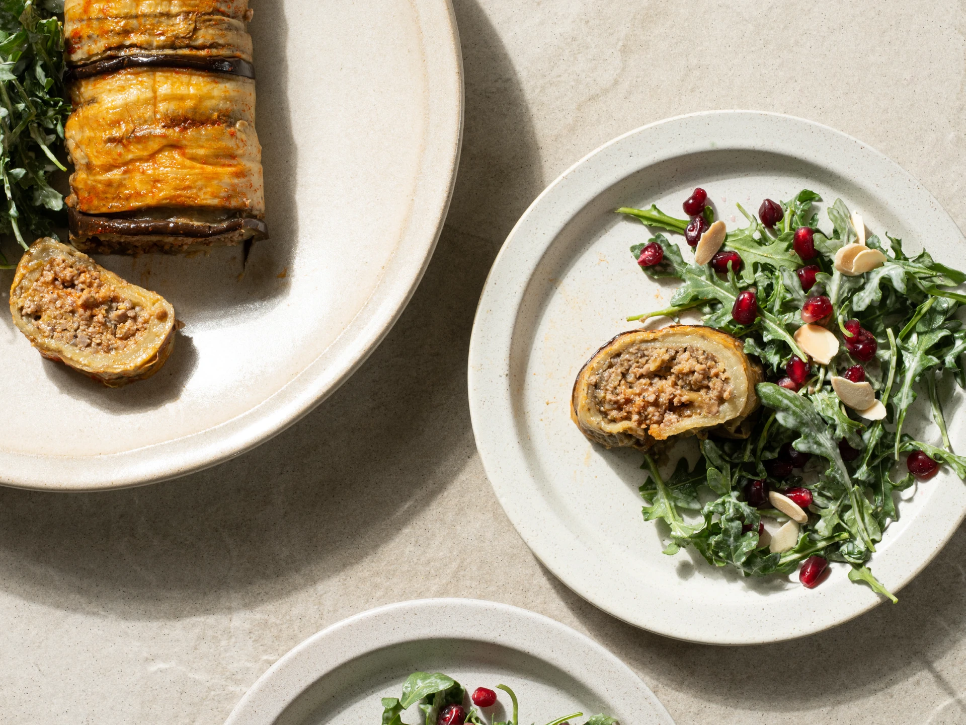Meat and Chestnut Eggplant Roulade