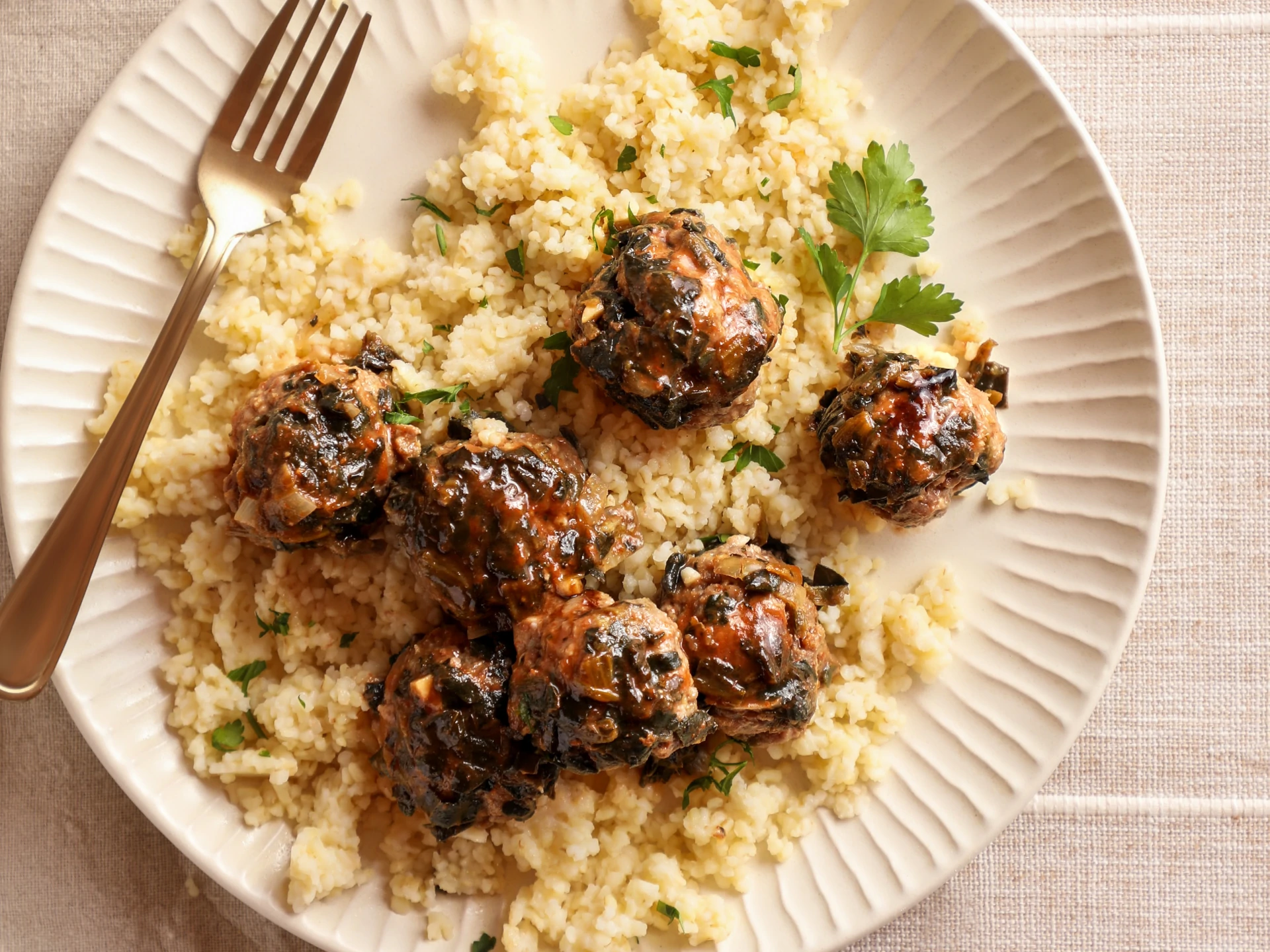 Saucy Meatballs and Bulgur