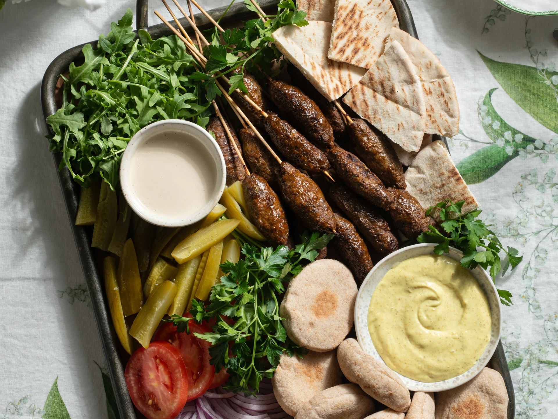 Beef Kafta Kabobs with Amba Mayo