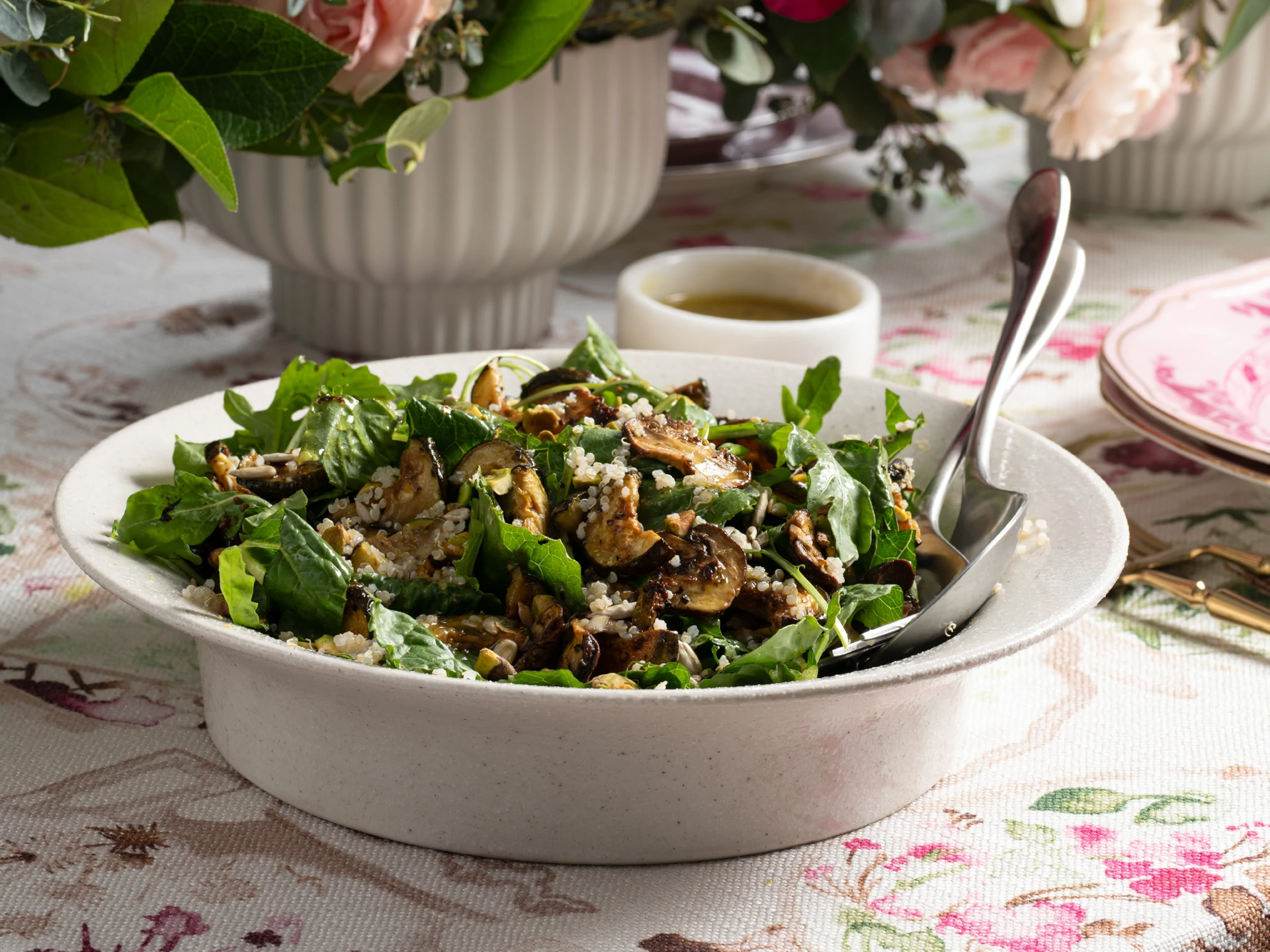 Roasted Zucchini and Mushroom Salad with Basil-Lemon Dressing