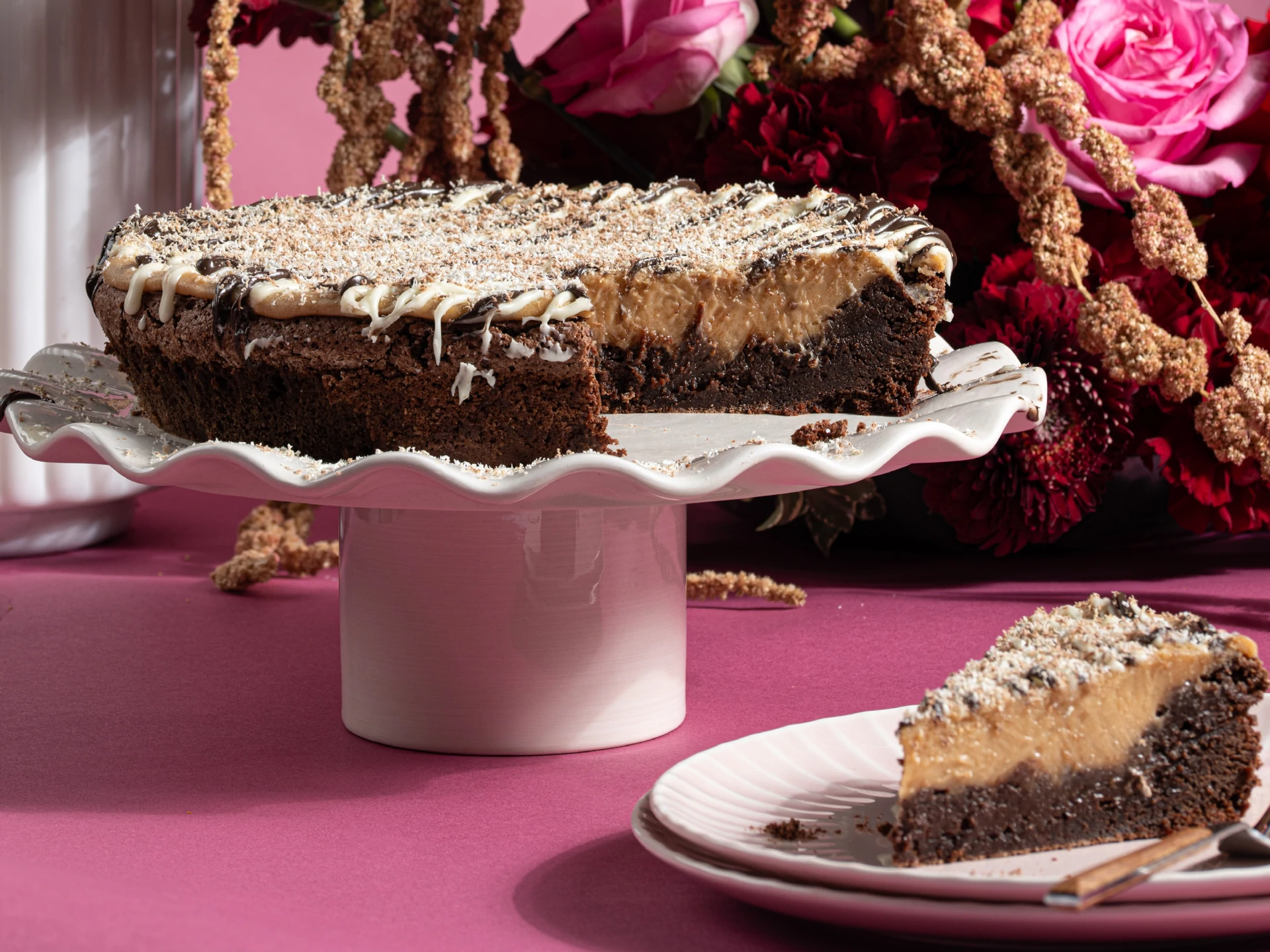 Irresistible PB Cheesecake Brownie Pie