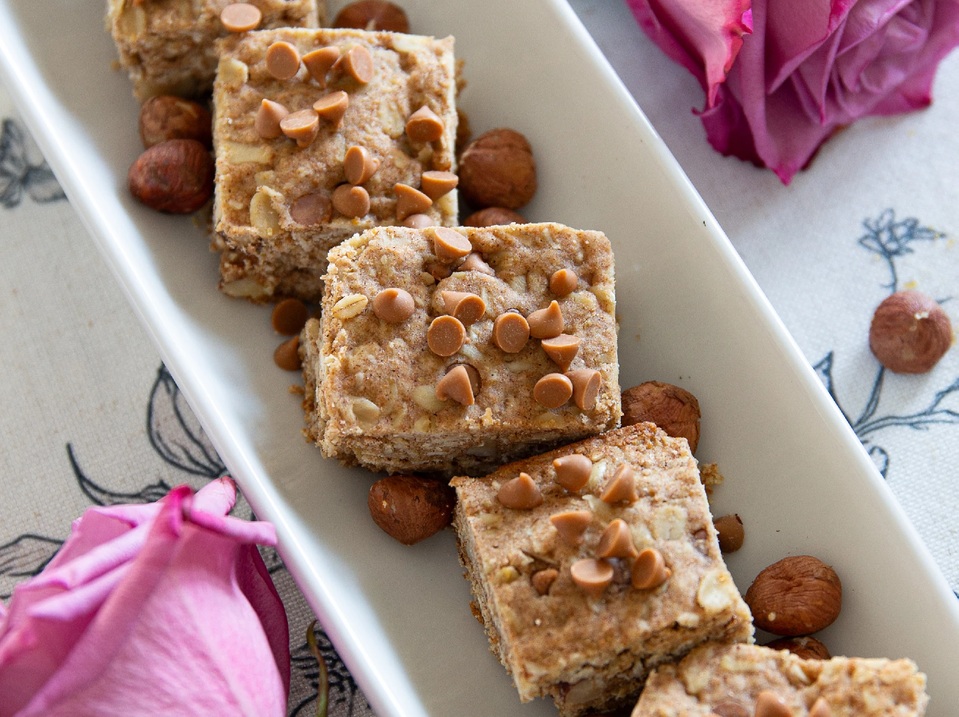 Hazelnut Caramel Oat Squares