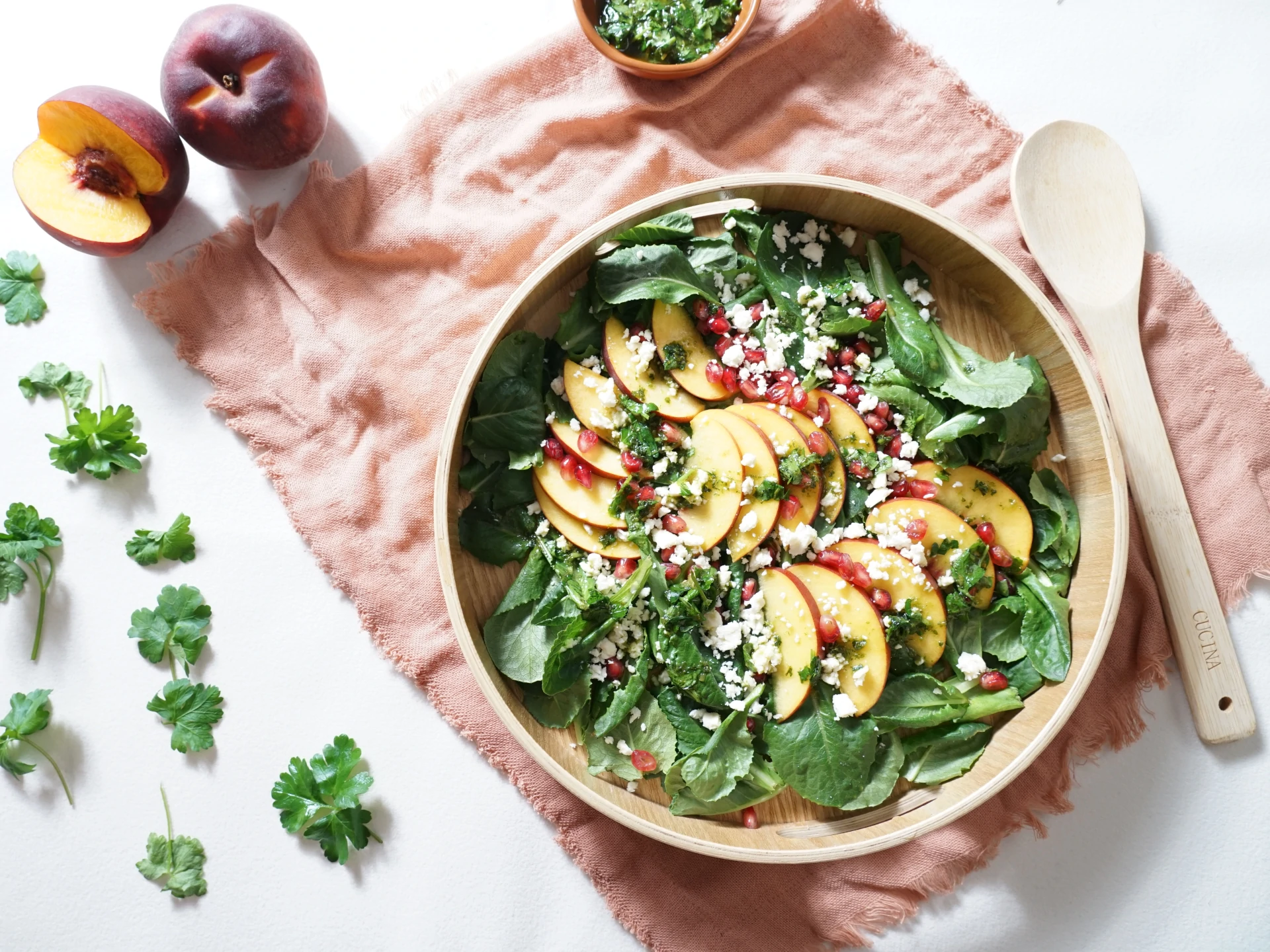 Peach, Pomegranate, and Feta Salad