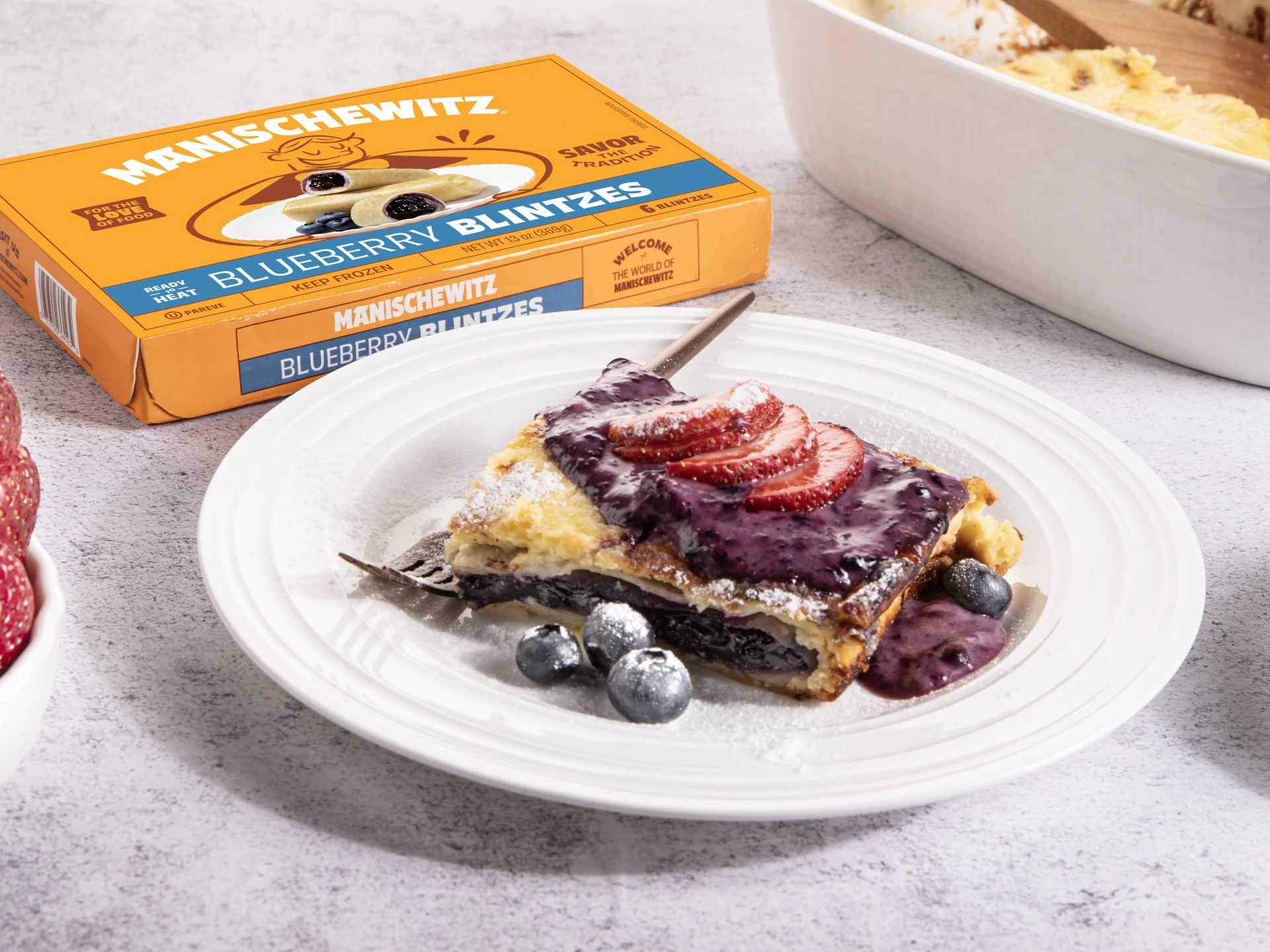 Golden Custard-Baked Blintzes with Berry Yogurt Sauce