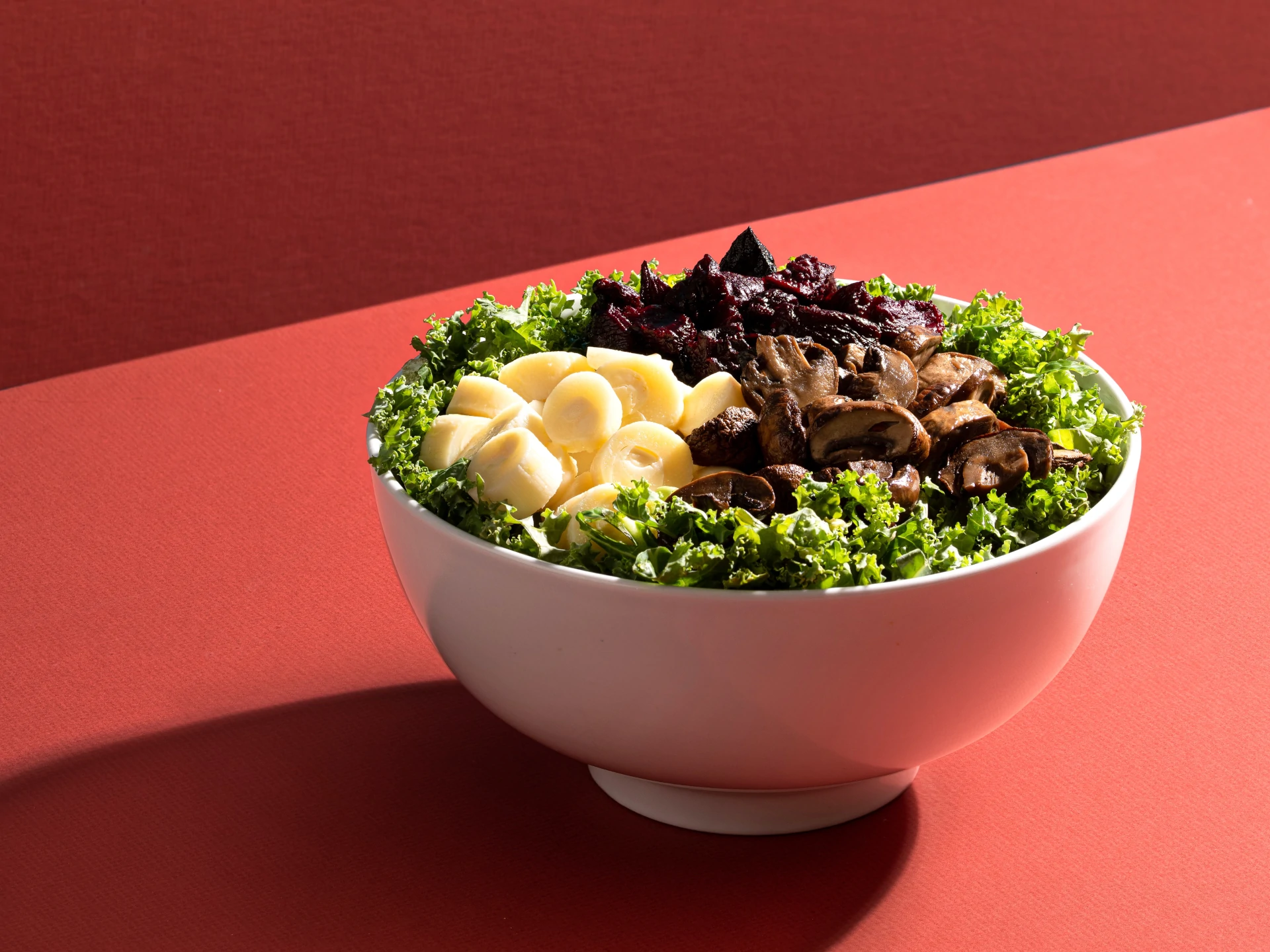 Grilled Mushrooms and Roasted Beet Kale Salad