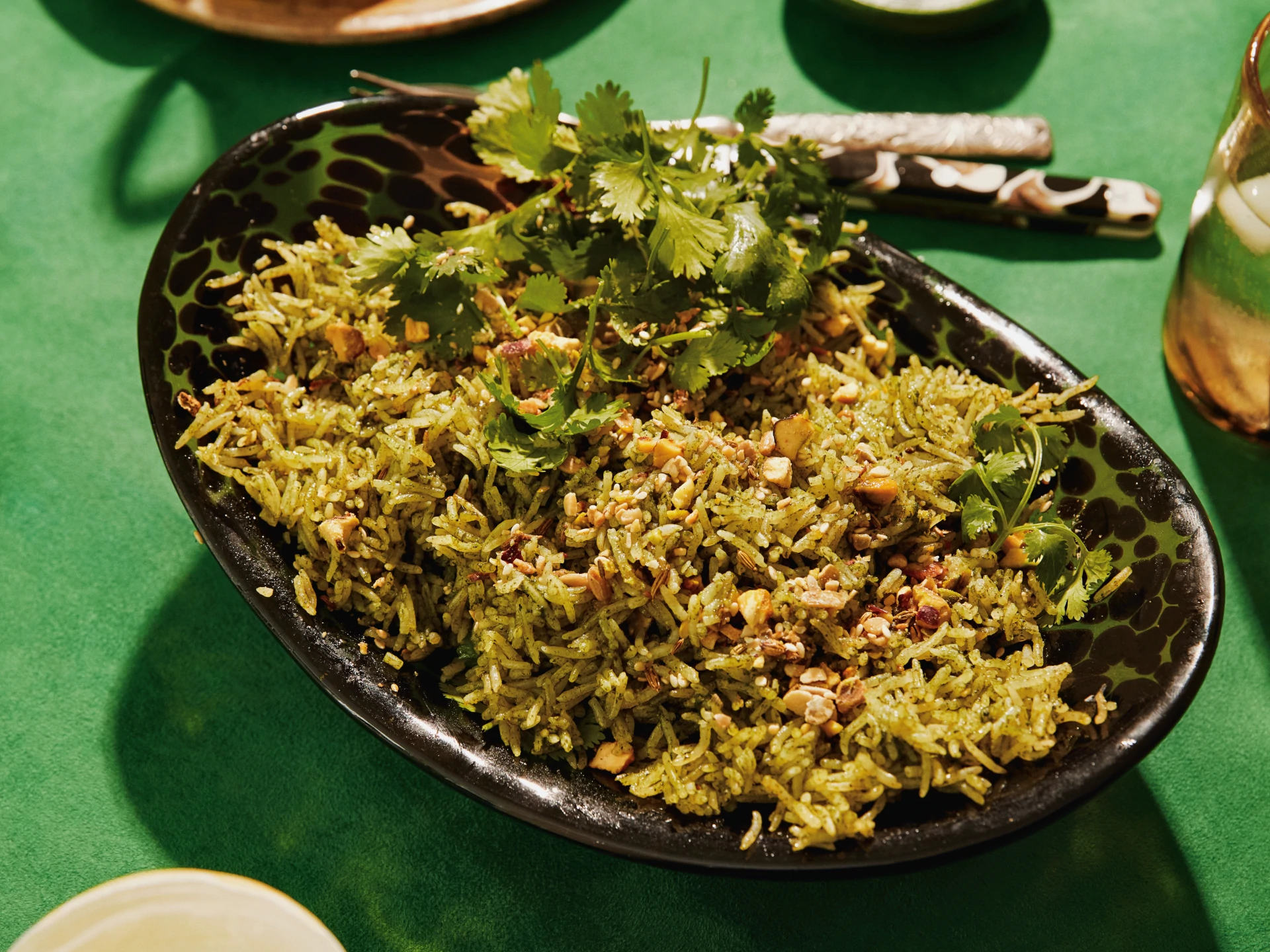 Spicy Green Rice with Dukkah