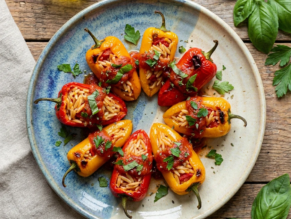 Mini Orzo Stuffed Peppers