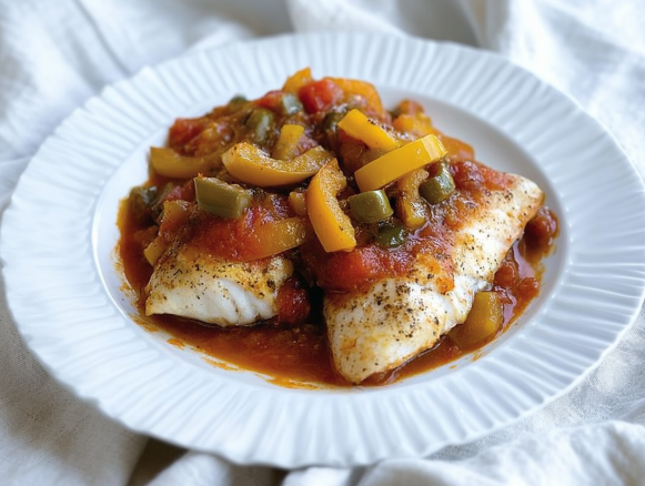 Shabbos-Friendly Spanish Fish with Peppers and Okra