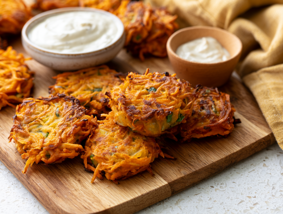 Sweet Potato and Scallion Latkes