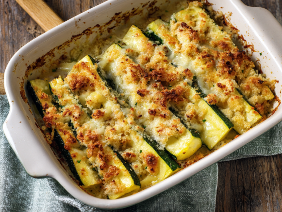 Zucchini Sticks with Cheese and Bread Crumbs