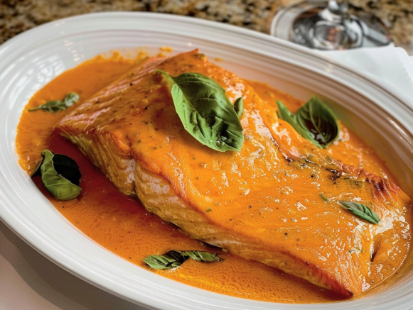 Salmon Baked in Basil Tomato Sauce