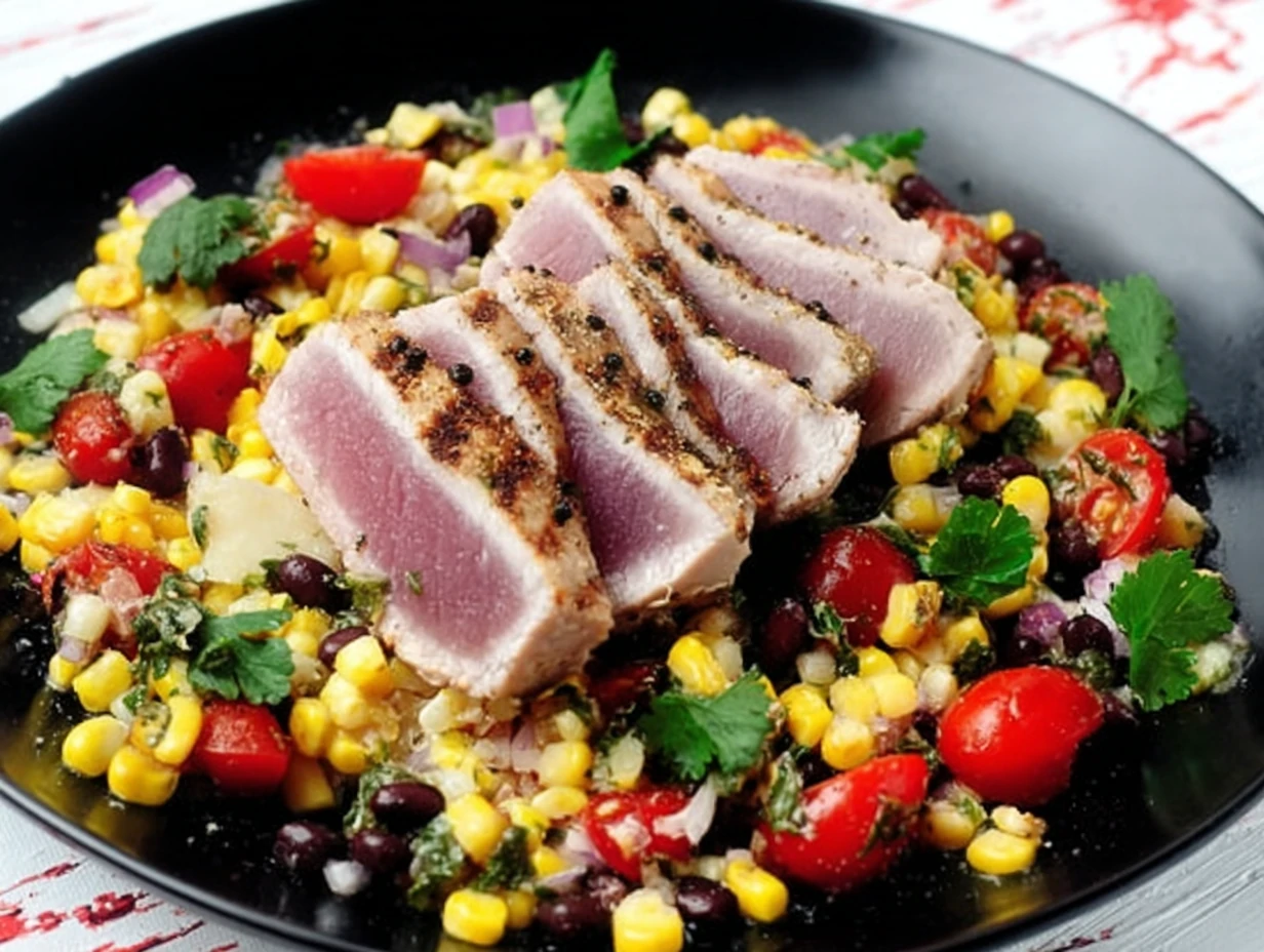 Seared Tuna with Black Bean and Corn Salsa