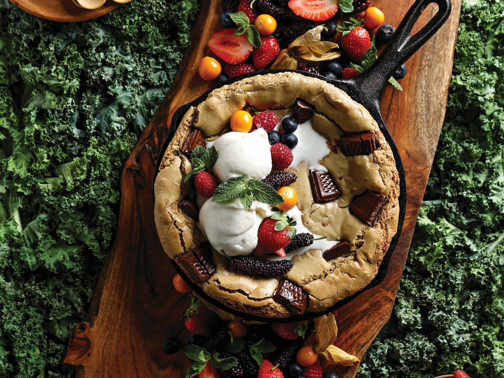 Cast-Iron Cookies with Ice Cream and Berries