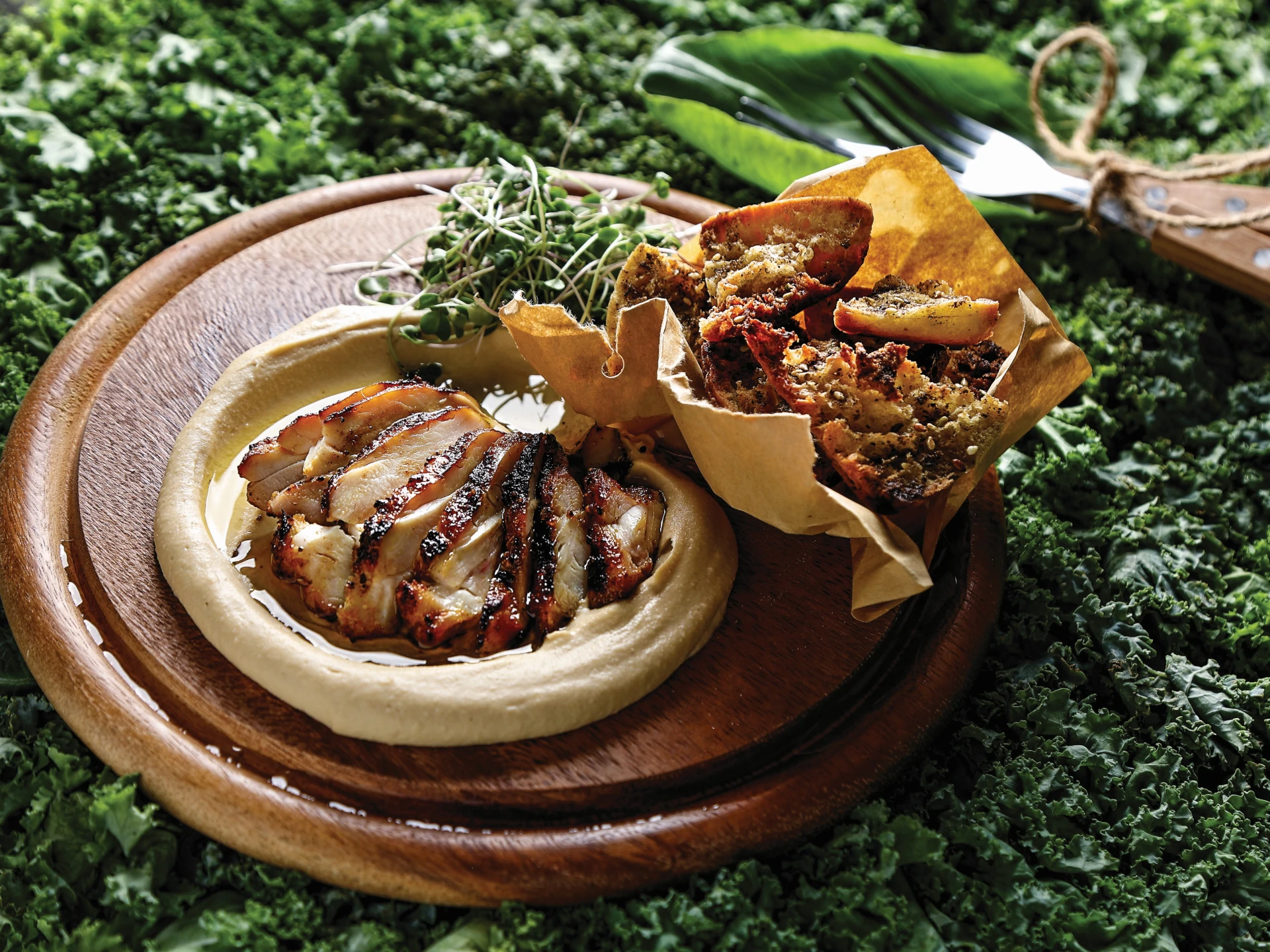 Hummus Shwarma Plate with Crispy Pita Chips
