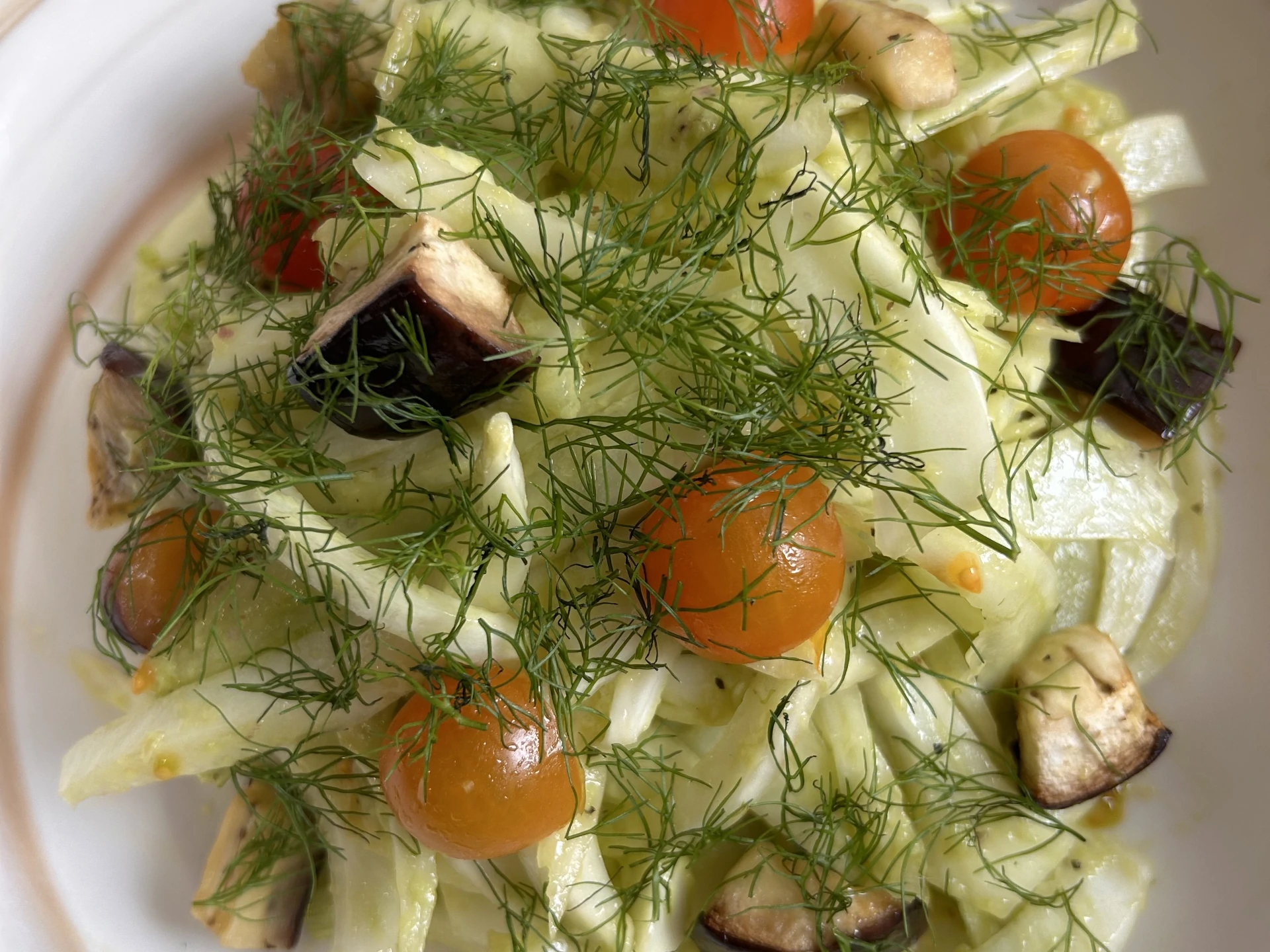 Roasted Eggplant and Fennel Salad with Creamy Avocado Dressing