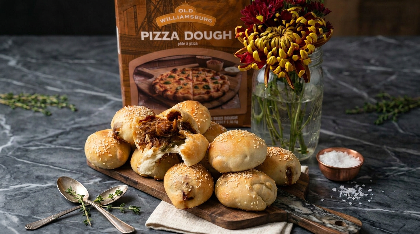 BBQ Brisket-Stuffed Pizza Dough Balls with Caramelized Onions