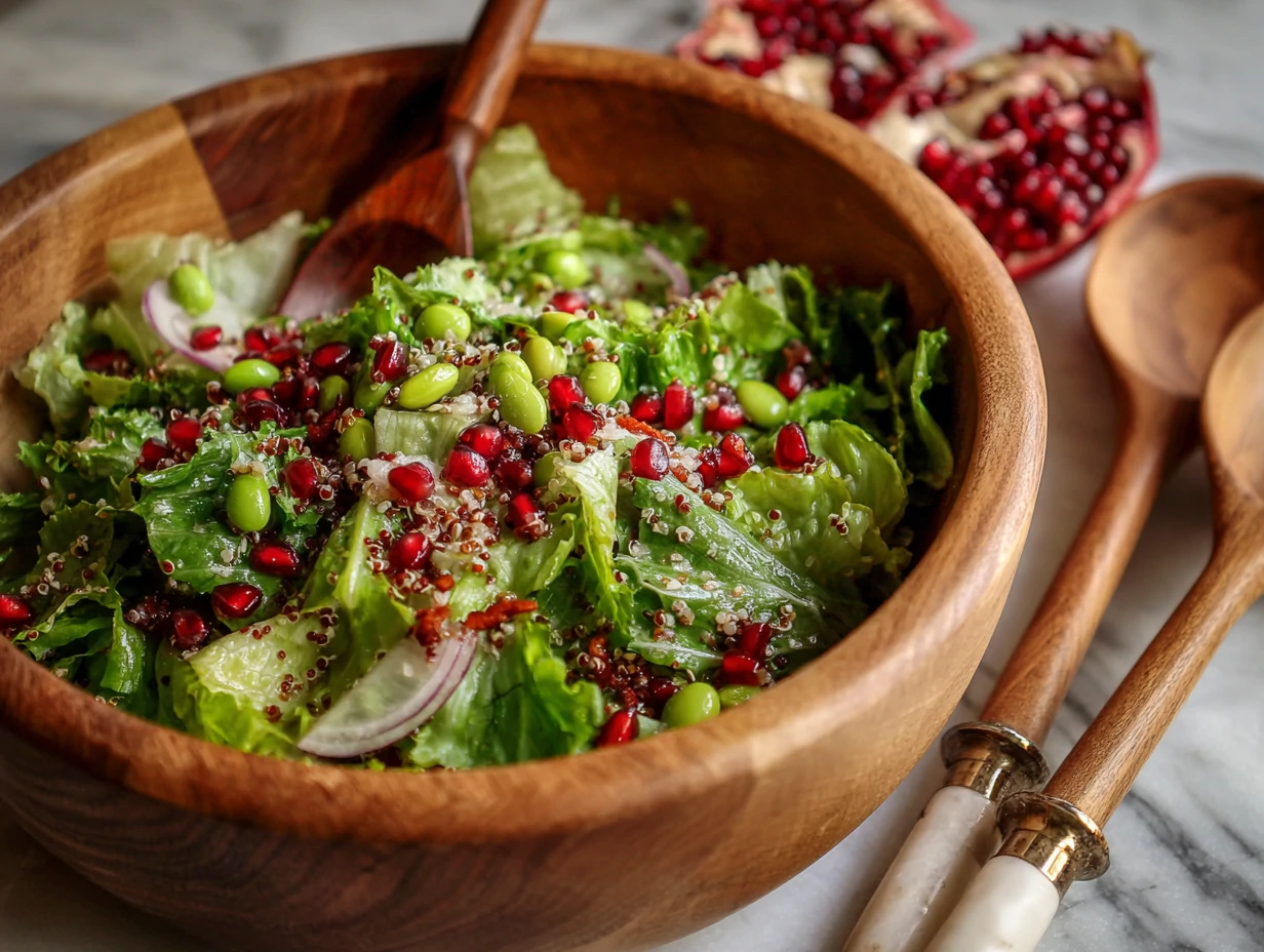 Romaine Salad with Quinoa, Edamame, and Pomegranate Seeds