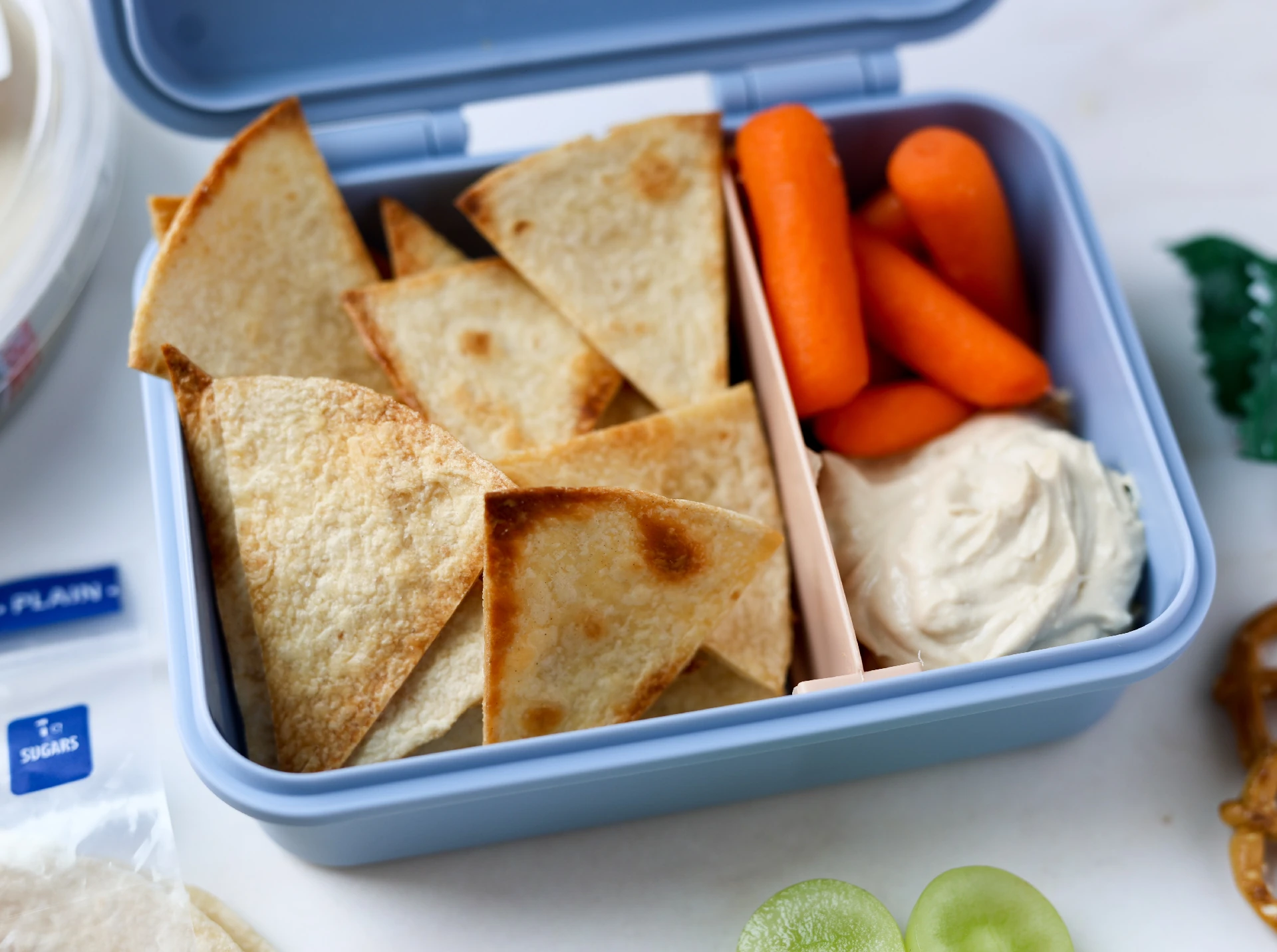 Hummus and Crispy Oven-Baked Tortilla Chips