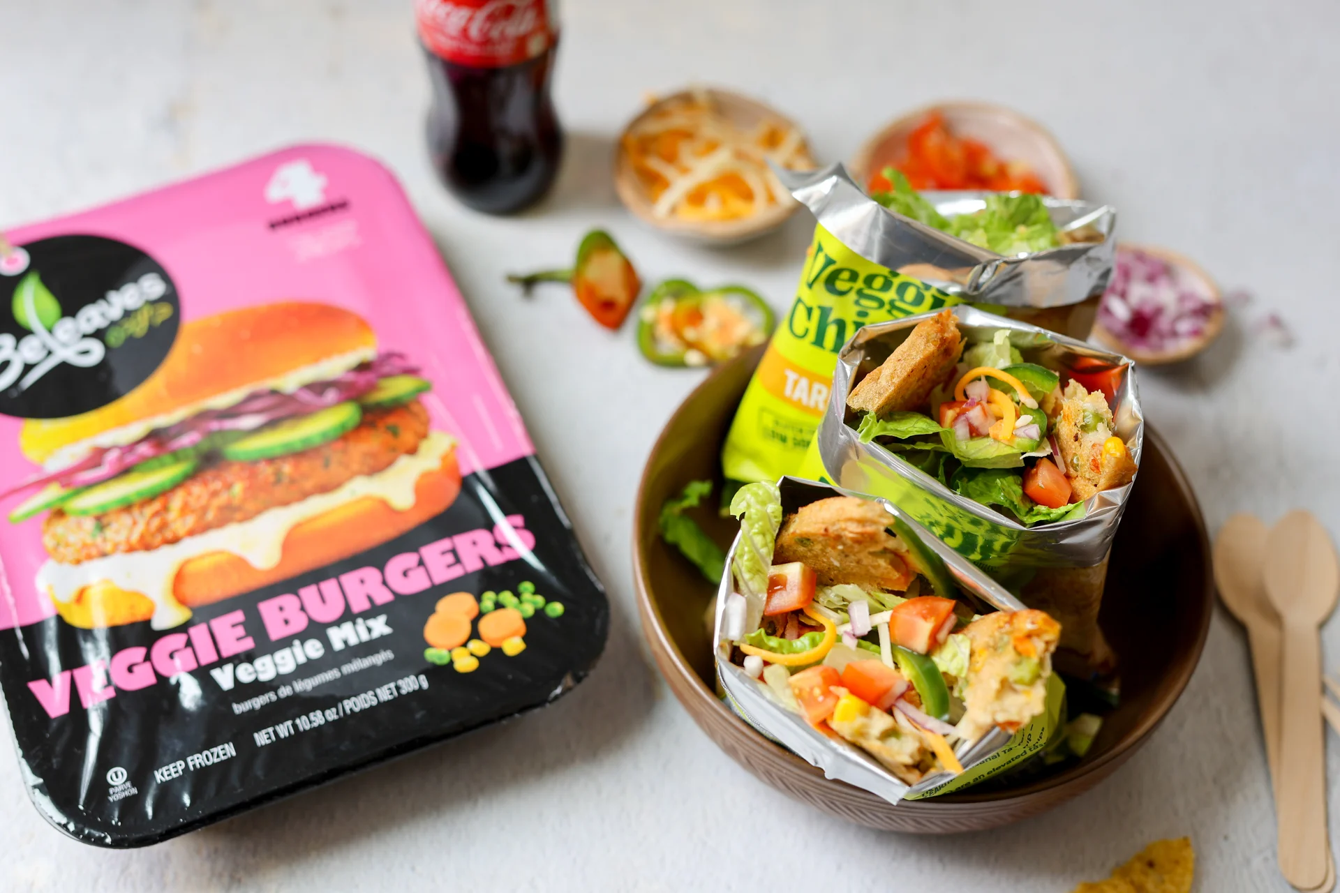 Walking Tacos with Veggie Burger Bites