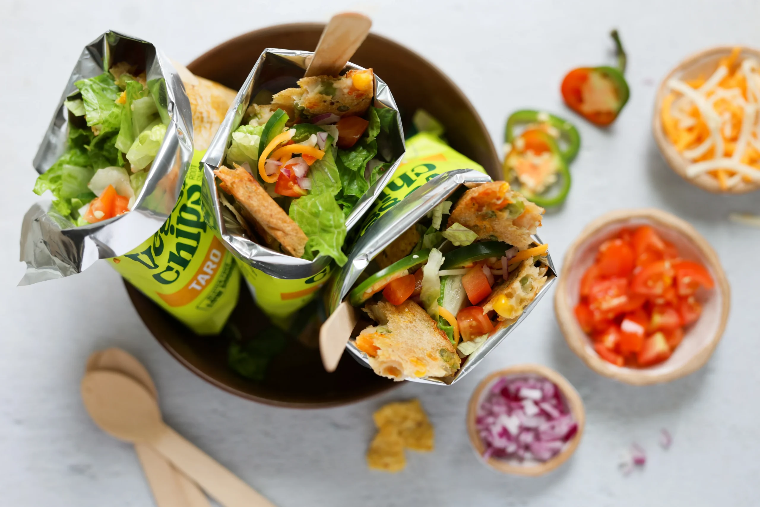 Walking Tacos with Veggie Burger Bites