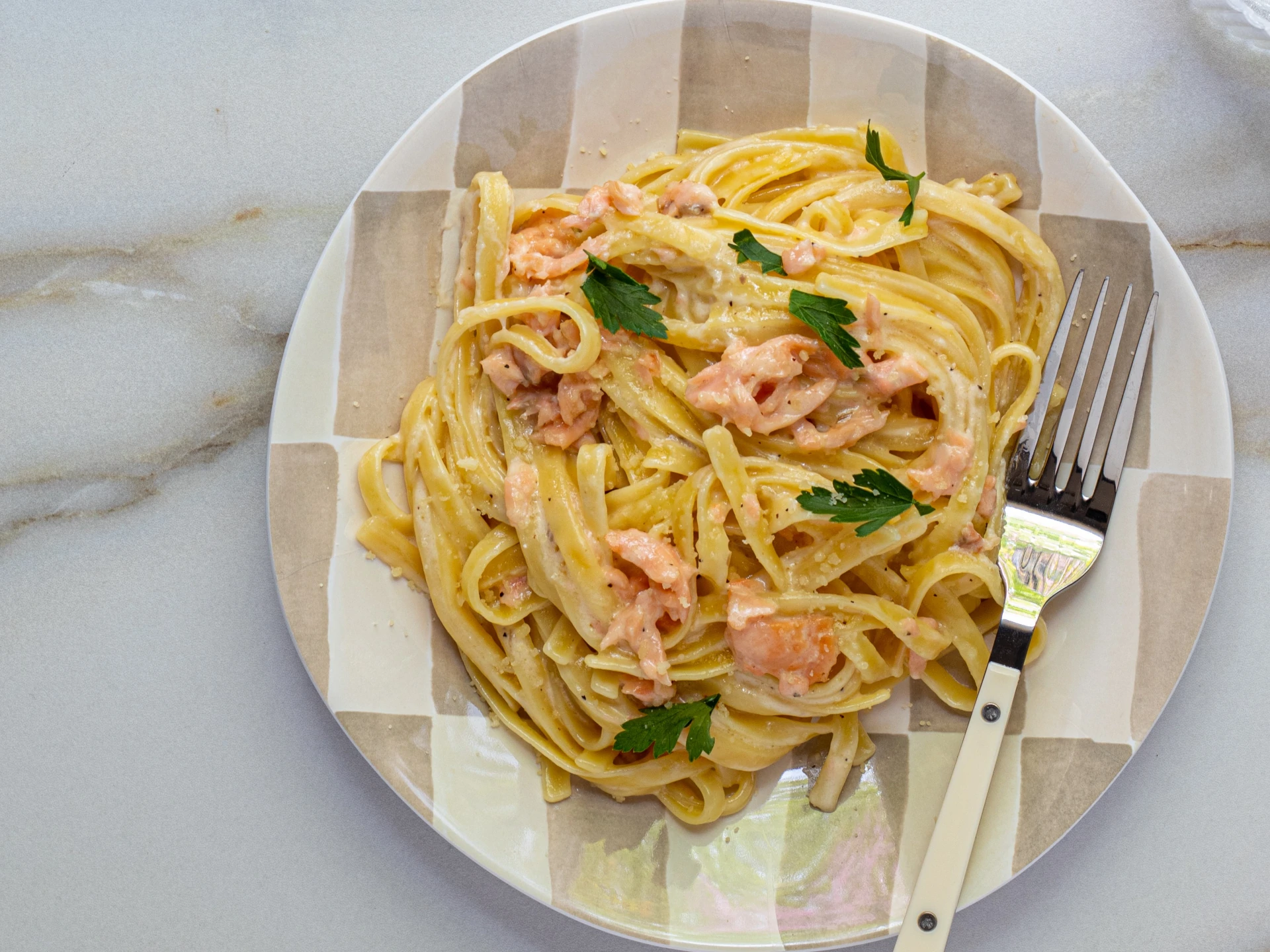 Salmon Fettuccine Alfredo