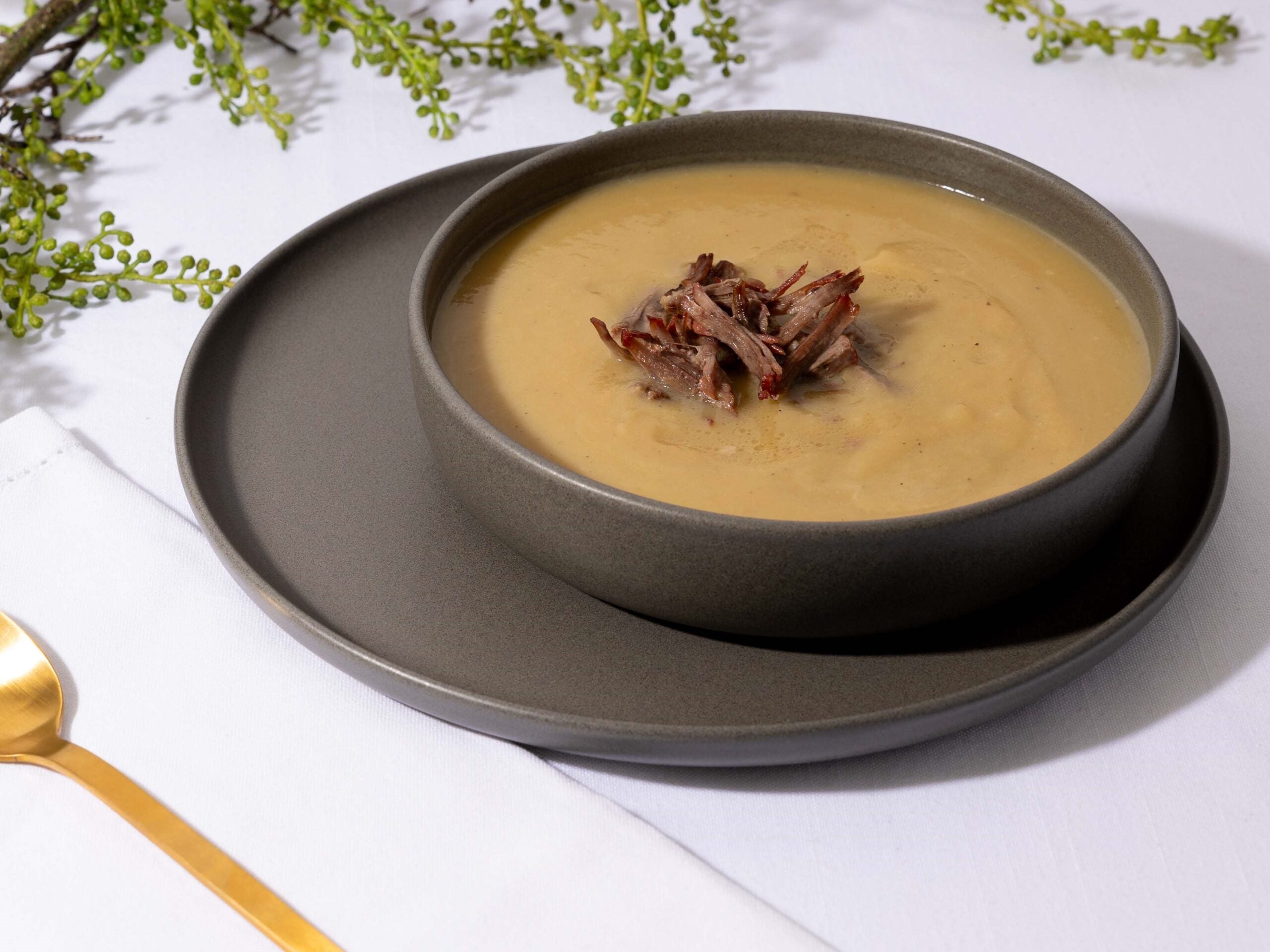 Creamy Roasted Cauliflower and Flanken Soup