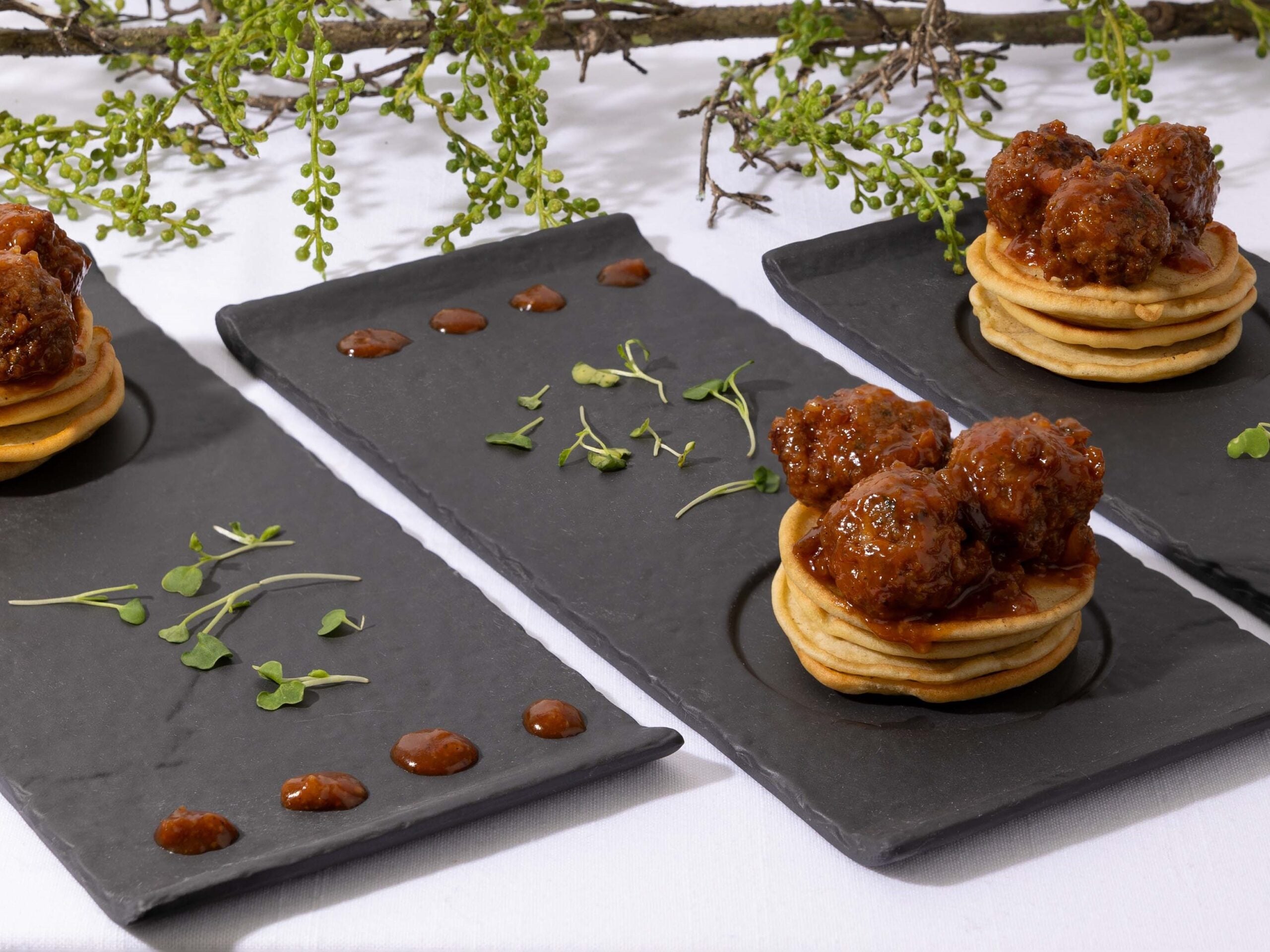 Mini Maple Meatball Pancake Stack