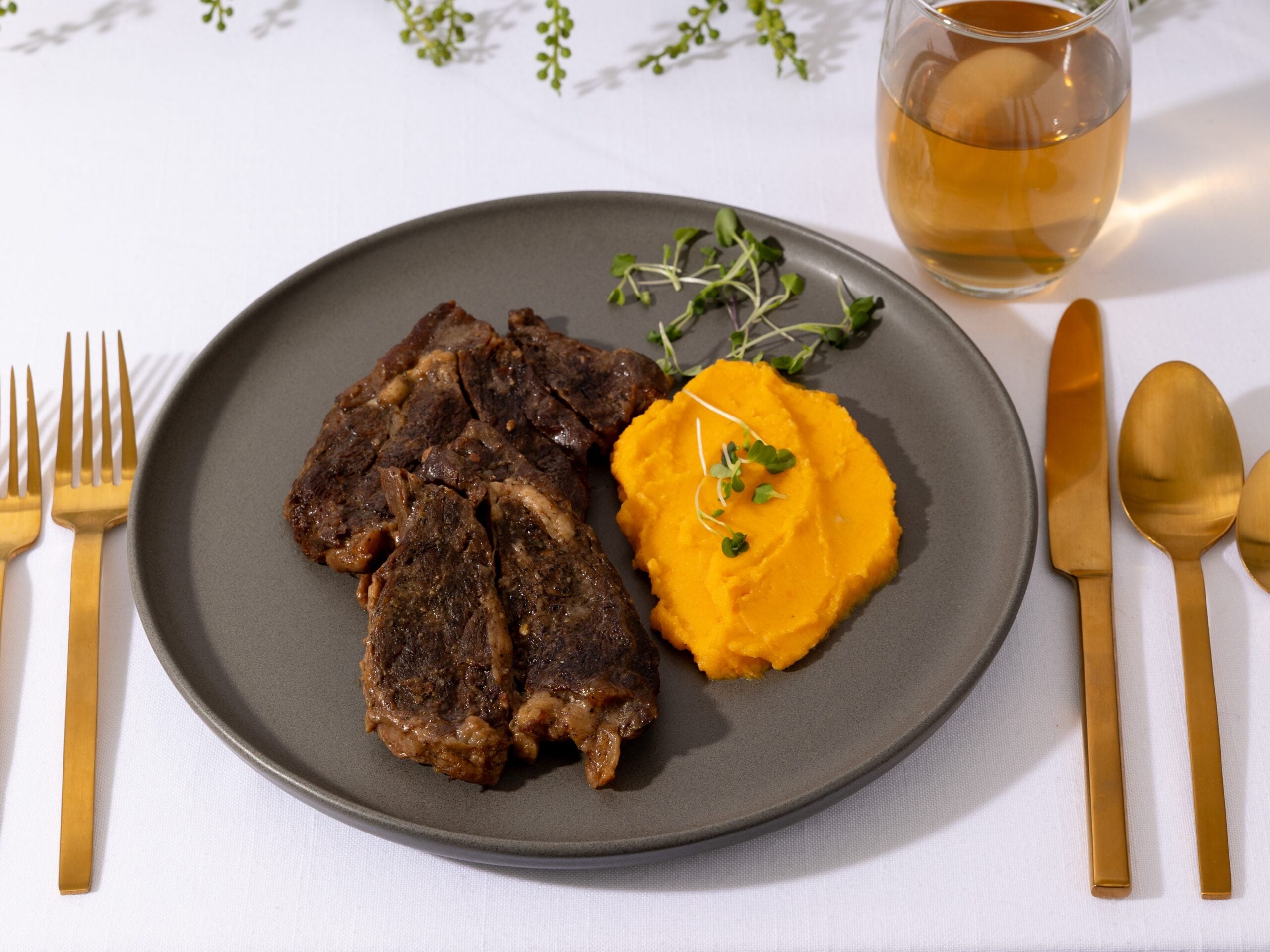 Savory Club Steak with Parsnip Puree