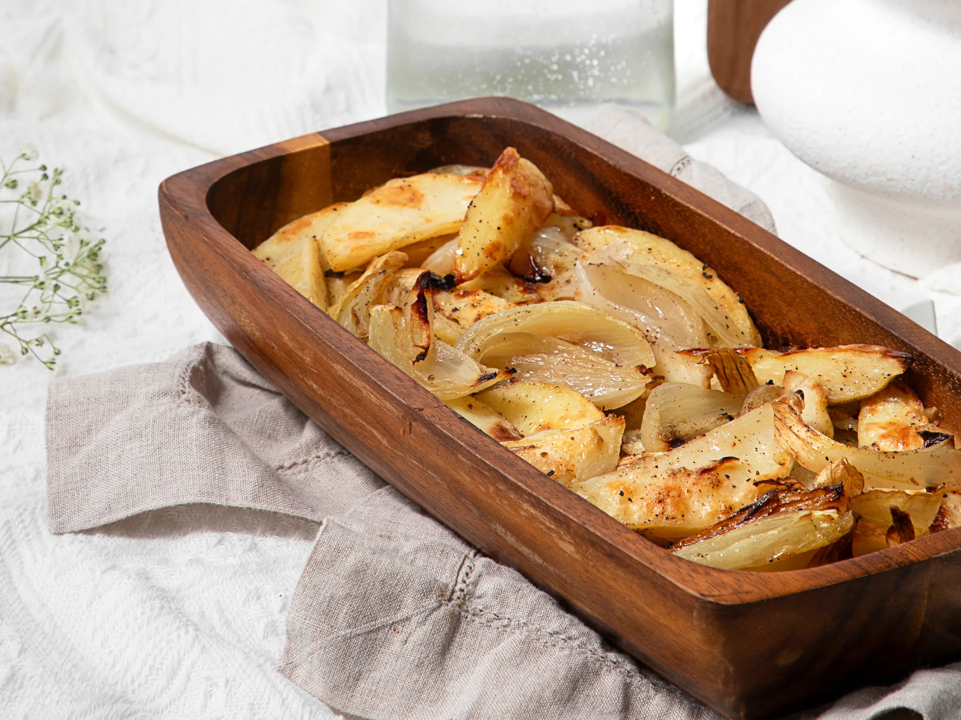 Roasted Onion and Potato Wedges